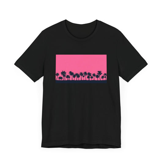 Tropical Sunset Graphic Tee, men's Jersey Tee, Casual Summer Wear, Beach Vibes Shirt, Gift for Travelers, Vacation Apparel
